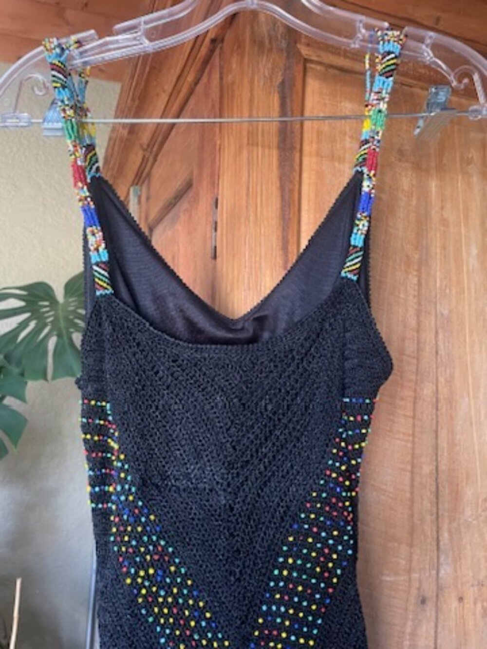 Vintage Knit Mesh Maxi Dress with Beading and Fringe   I   Size  M - Picture 3 of 13